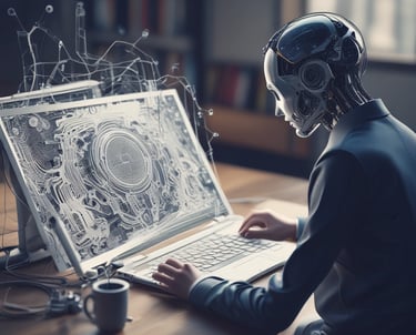 A friendly local business owner reviewing website improvements on a laptop in a cozy coffee shop.