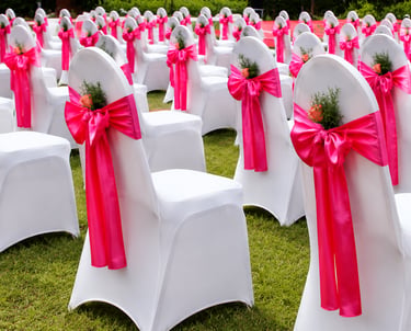 Elegant chair bows designed for weddings, events, hotels, and international event decoration supplie