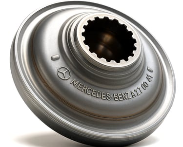 Mercedes-Benz automatic transmission clutch drums and shaft on white background