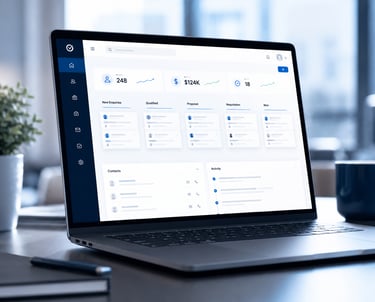 CRM dashboard for tracking enquiries, clients, jobs and follow-ups