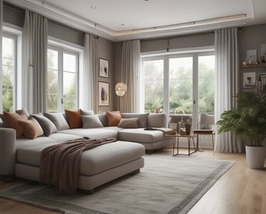 Close-up image of hotel-standard cleaning products lined up neatly on a shelf in a bright, airy short-stay property.