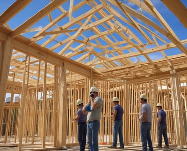 A happy young couple reviewing mortgage documents in a cozy living room.