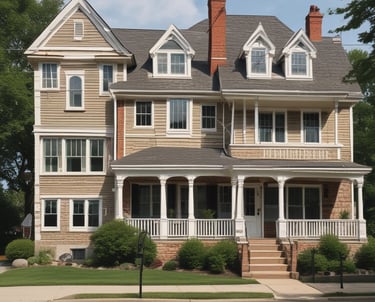 A well-maintained residential building with fresh landscaping on a sunny day.
