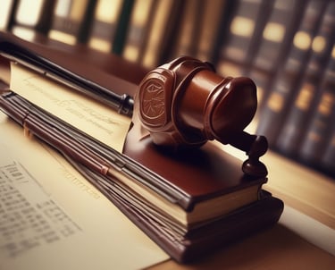 A professional lawyer consulting with a client in a modern office setting.