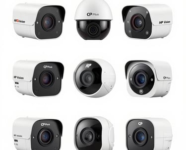 Technician installing a security camera swiftly on a residential building in Ameerpet.