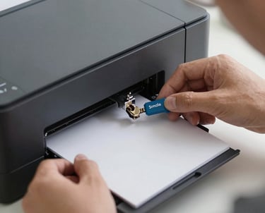 Close-up of a printer being serviced by a technician.