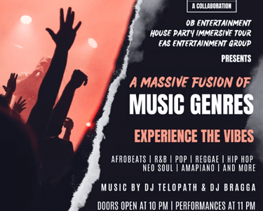 Poster for House Party Immersive Tour music event at Gulf Lounge in Silver Spring featuring Afrobeats and R&B.