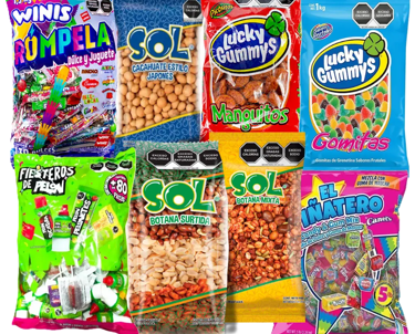 Dulces, botanas, gomitas, y bolsas a mayoreo. Para piñatas, fiestas o reuniones. 