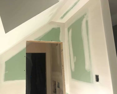drywall taping in a bathroom