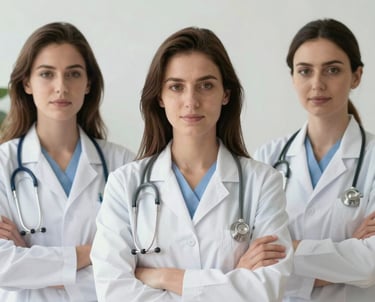 Researchers collaborating over scientific equipment in a bright, modern lab.