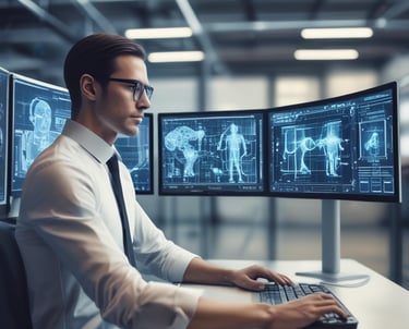 A specialist using advanced equipment to assess a worker’s posture for musculoskeletal risk.