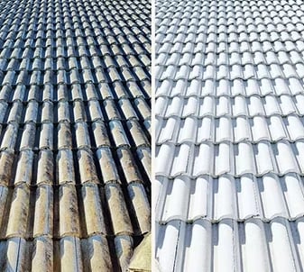 Safe tile roof cleaning and lichen removal for a luxury home in Lakeshore Ranch FL
