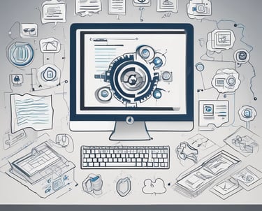 A dynamic dashboard displaying SEO analytics with graphs and keyword metrics.
