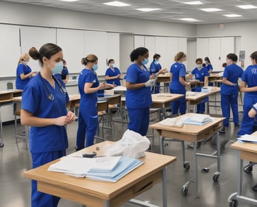 A healthcare professional demonstrating first aid techniques.