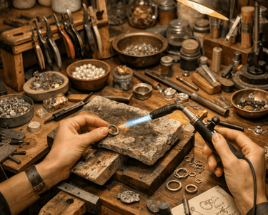 taller de joyería artesanal con un ambiente cálido y muy auténtico.