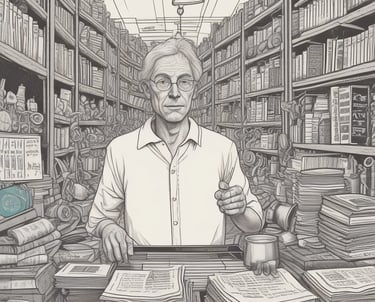 A cozy workspace with open books, a laptop, and notes reflecting a thoughtful author at work.