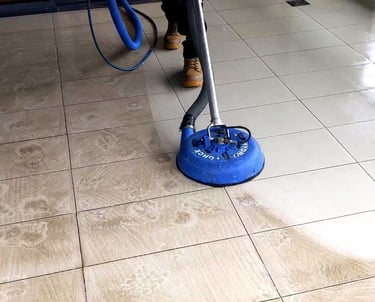 In the process of our tile & grout cleaning services