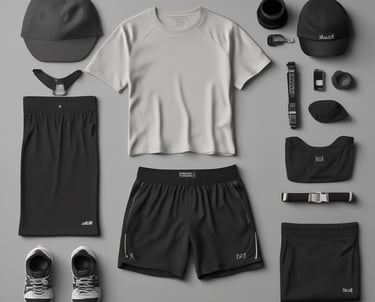 A confident male fitness influencer wearing sleek athletic wear in a bright gym setting.