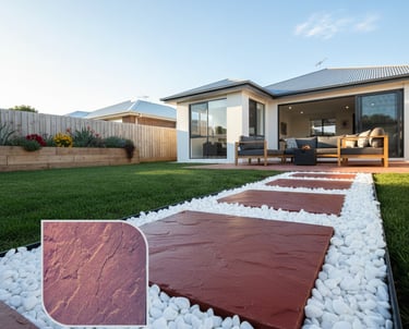 Montaj dale rezidențiale din beton, exemplu de amenajare a unei zone de relaxare în grădină