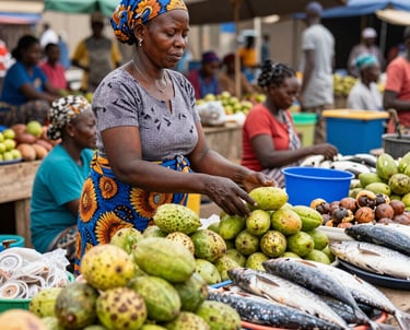 Volunteers distributing educational materials about alcohol harm prevention at a busy market in Kenya.