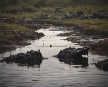 Industrial setup showing underground water treatment equipment operating in a challenging environment.