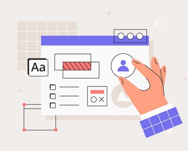 Simple graphic illustration of a hand tweaking photo icon for a website.