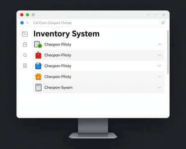 Inventory management system dashboard showing stock levels and analytics.