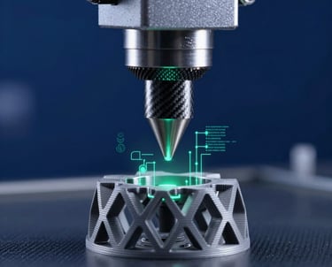 Close-up of a custom ergonomic 3D-printed wrist support in a sleek industrial setting.