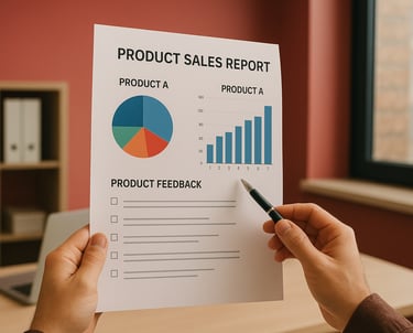 Una persona che tiene in mano un report aziendale