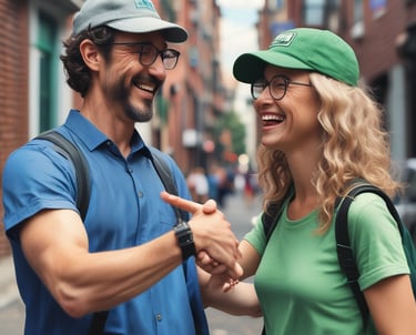 A professional middle-aged man smiling confidently in an office setting surrounded by real estate paperwork.