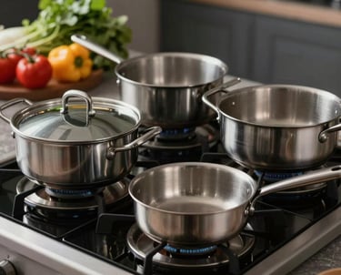 A vibrant display of various Royal Life cooking utensils arranged neatly on a wooden kitchen counter.