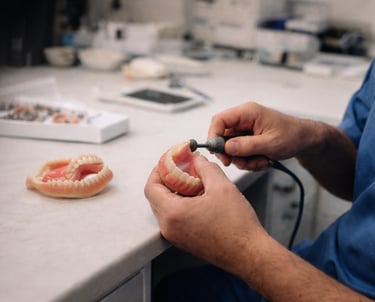 Polishing dentures in a dental lab