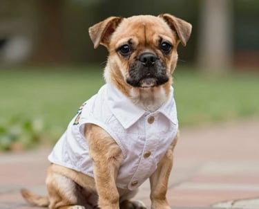 Perrito usando guayabera