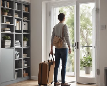 A cozy, sunlit living room with soft cushions and warm wooden accents.