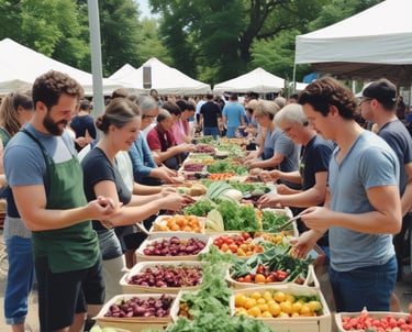 People shopping at a farmer's market