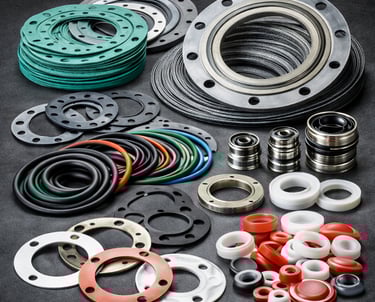 rubber gaskets, silicone gaskets, O-rings, oil seals, flat gaskets, custom-cut gaskets