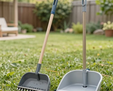 Close-up of sanitized pet waste removal tools neatly arranged on a clean surface.