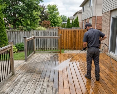 Deck and fence at a suburban property in London, Ontario