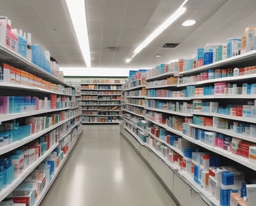 A cozy bathroom shelf neatly arranged with top-rated dental care products and a small potted plant.