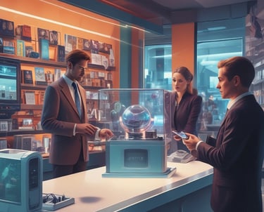 Futuristic digital interface showing a smooth product return process.