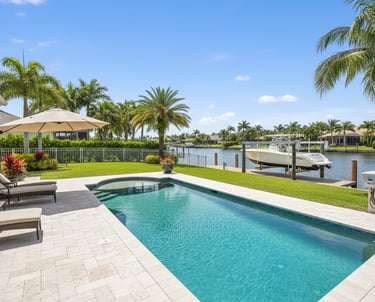 Pool and dock with boat lift electrical service