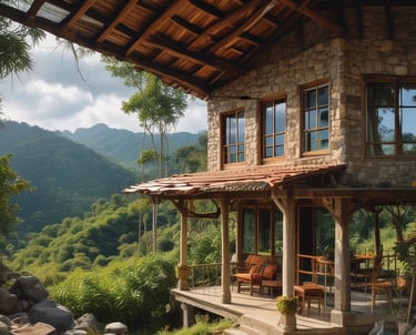 A panoramic view of lush green plots of land in Jarabacoa under a bright blue sky.