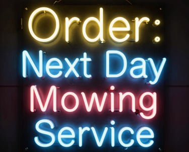 A calendar showing a next-day appointment marked with a lawnmower icon.