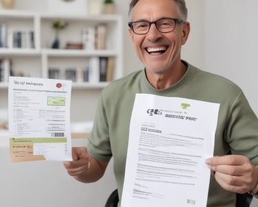A multi-story building with various business signs and advertisements, including healthcare-related establishments like dental and surgical clinics. The structure has a modern facade with windows and air conditioning units. Parked cars and a motorcycle, as well as a cyclist, are visible on the street. The sky is clear with a few clouds.