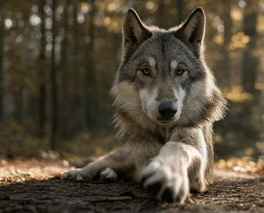 Wilcza łapa odciśnięta na leśnej ściółce – symbol śladów decyzji, intuicji i zawodowej ścieżki życia