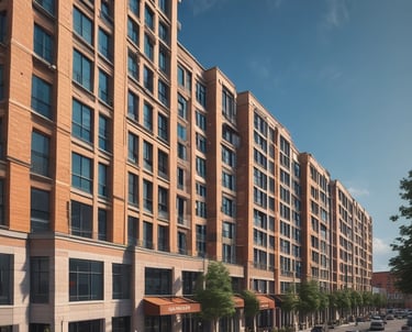 A two-story commercial building with a gray exterior, located beside a street. The storefront is protected with a chain-link fence, behind which various tools and equipment like ladders, bicycles, and lawnmowers are displayed. A person is standing near the entrance. Red signage on the right corner indicates 'Loans' and 'Top Kick.'
