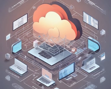 A smartphone is mounted on a stand, displaying a website with colorful graphics and the text 'Transforming Ideas into Reality'. Beside it, a laptop screen shows a blurred version of the same website. The background is soft and out of focus, with green foliage adding a hint of nature.