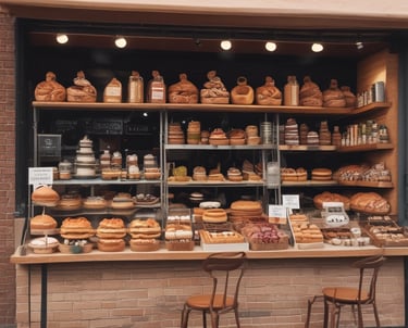 Shelves filled with auto parts and motorcycle accessories in a well-organized shop.