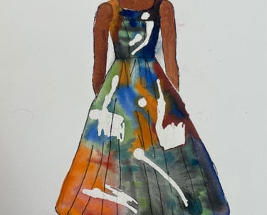 tiracooks watercolor sketch of the Marsha dress