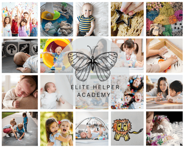 Collage for Elite Helper Academy using photos of children and art and craft 